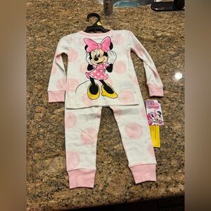 Character Toddler Long Sleeve Pajama Set, 2-Piece Minnie Mouse 3T, 2T and 12 Mth